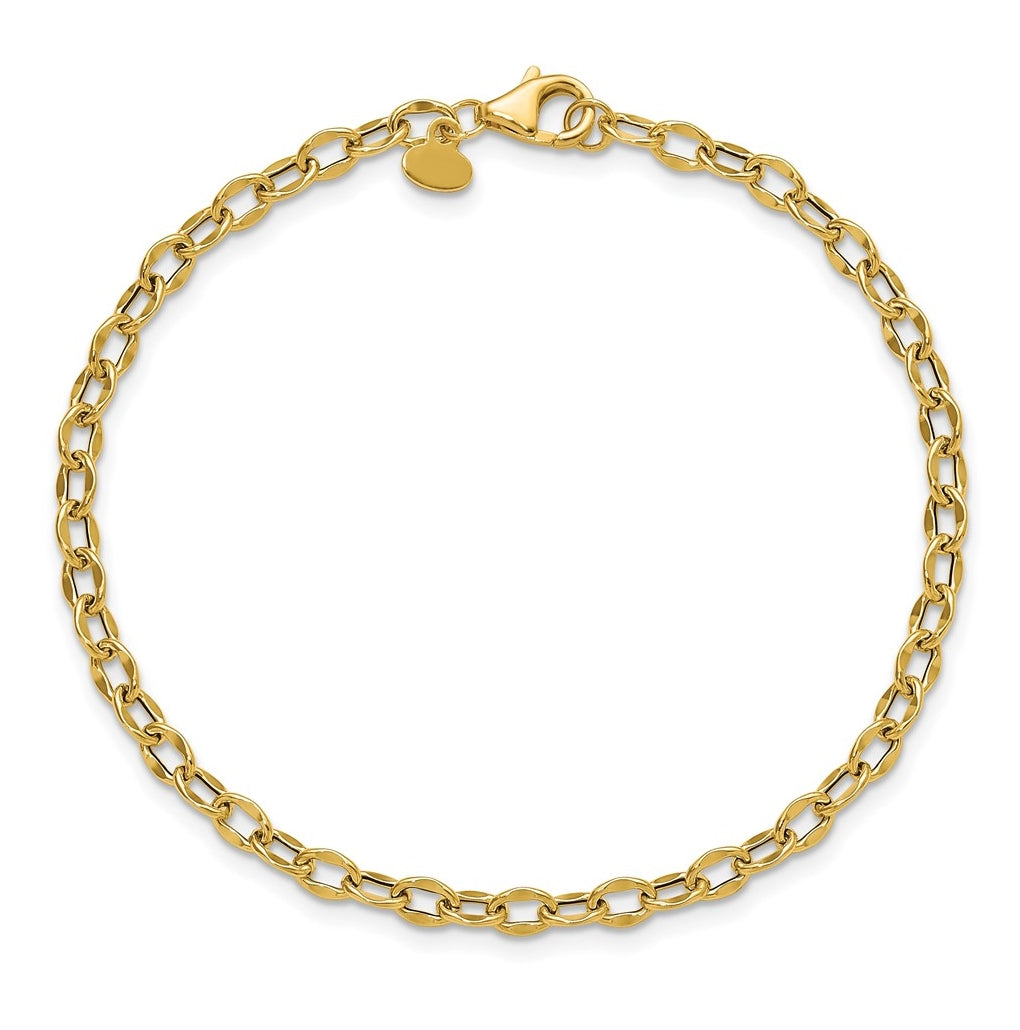 14k Yellow Gold Polished Fancy Flat Cable Link Bracelet
