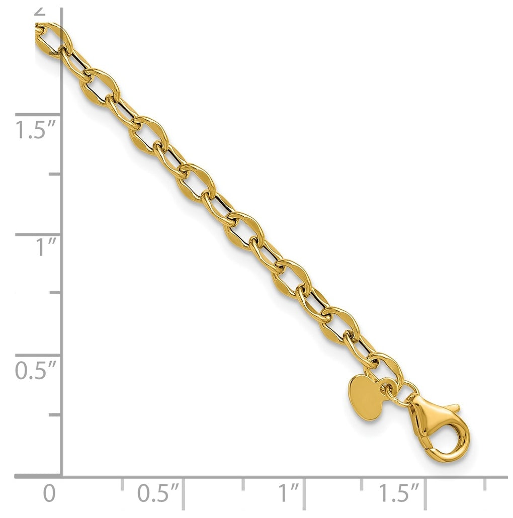 14k Yellow Gold Polished Fancy Flat Cable Link Bracelet