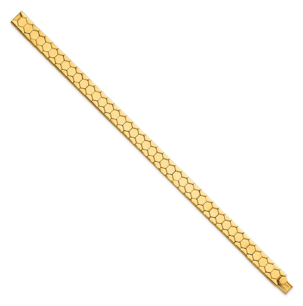 14k Yellow Gold Polished Hexagon Design Bracelet