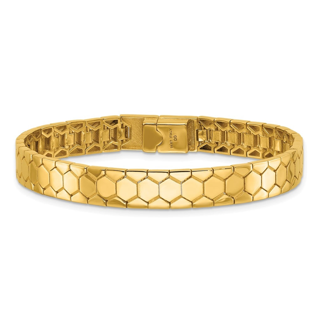 14k Yellow Gold Polished Hexagon Design Bracelet