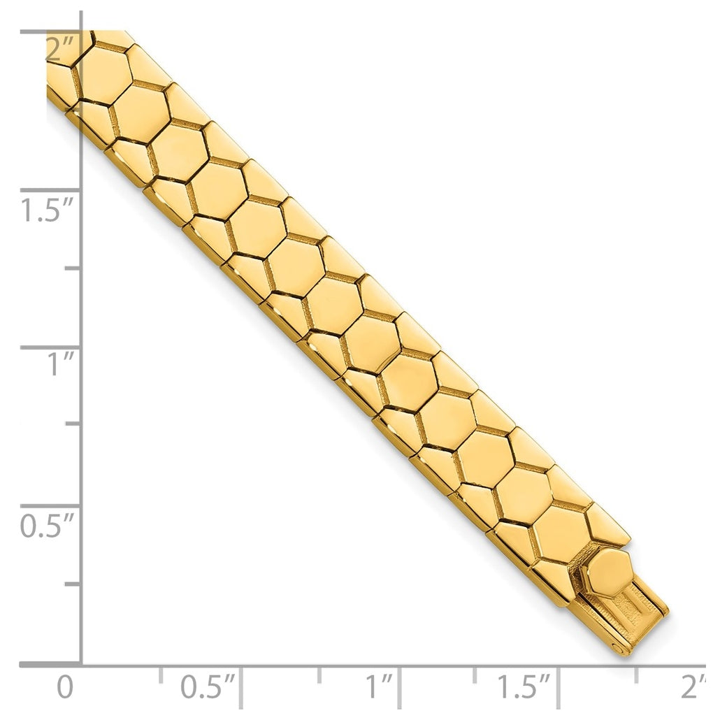 14k Yellow Gold Polished Hexagon Design Bracelet