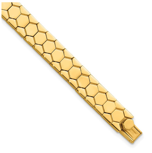 14k Yellow Gold Polished Hexagon Design Bracelet