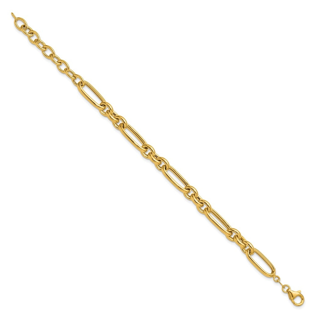 14k Yellow Gold Polished Fancy Link Bracelet