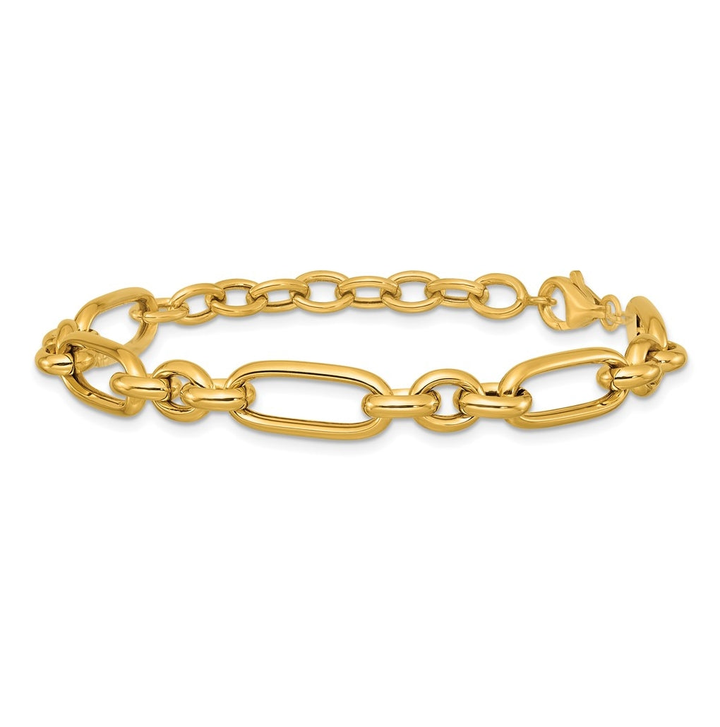 14k Yellow Gold Polished Fancy Link Bracelet