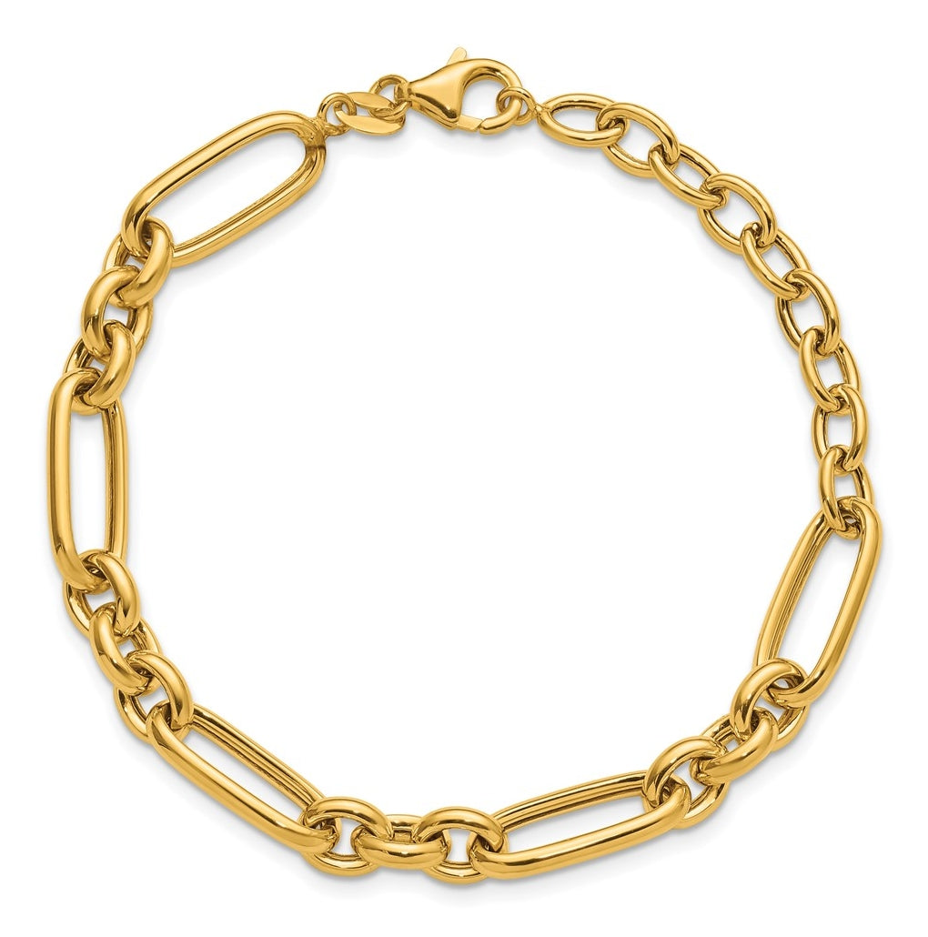 14k Yellow Gold Polished Fancy Link Bracelet