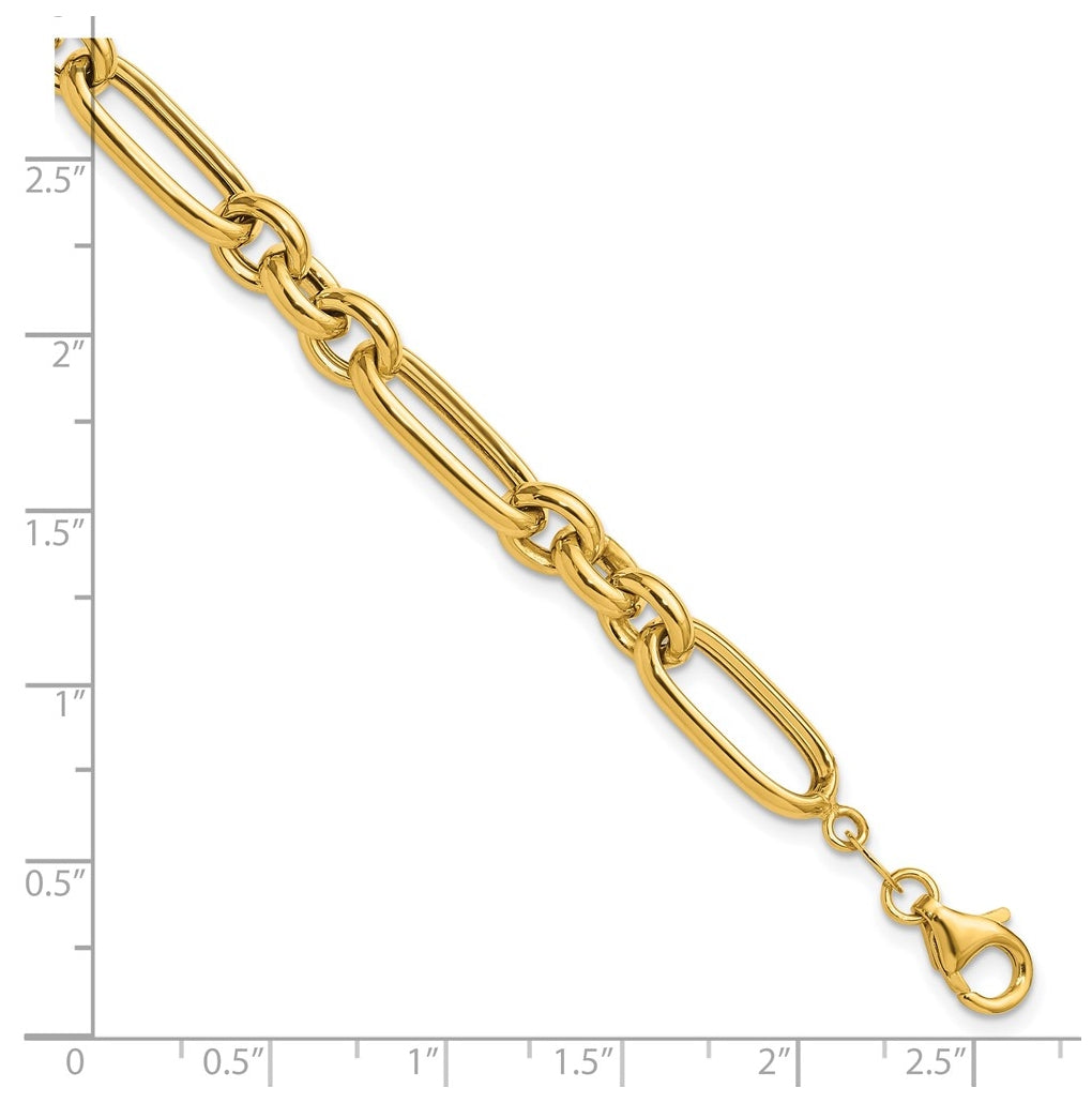 14k Yellow Gold Polished Fancy Link Bracelet