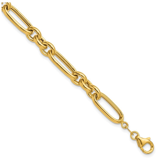 14k Yellow Gold Polished Fancy Link Bracelet