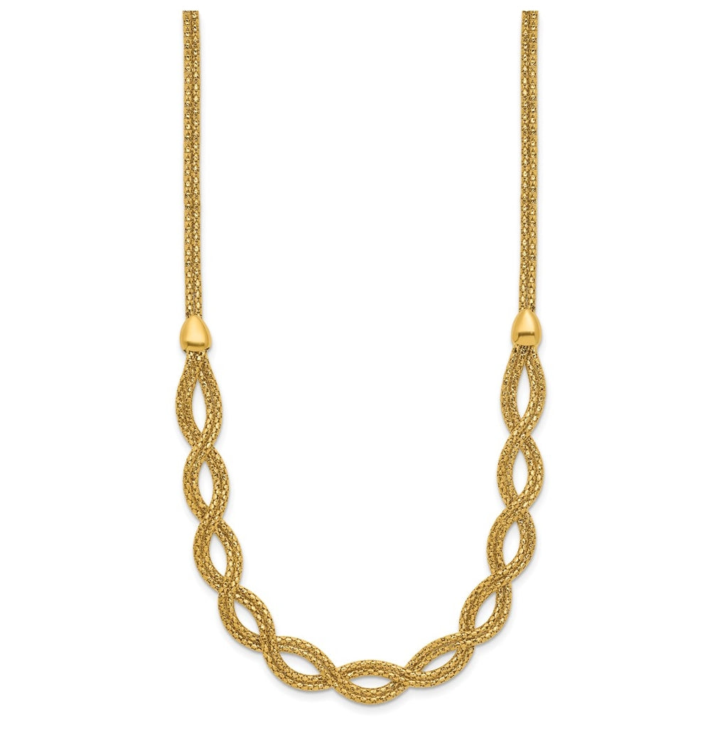 14k Yellow Gold Polished Fancy Woven Necklace