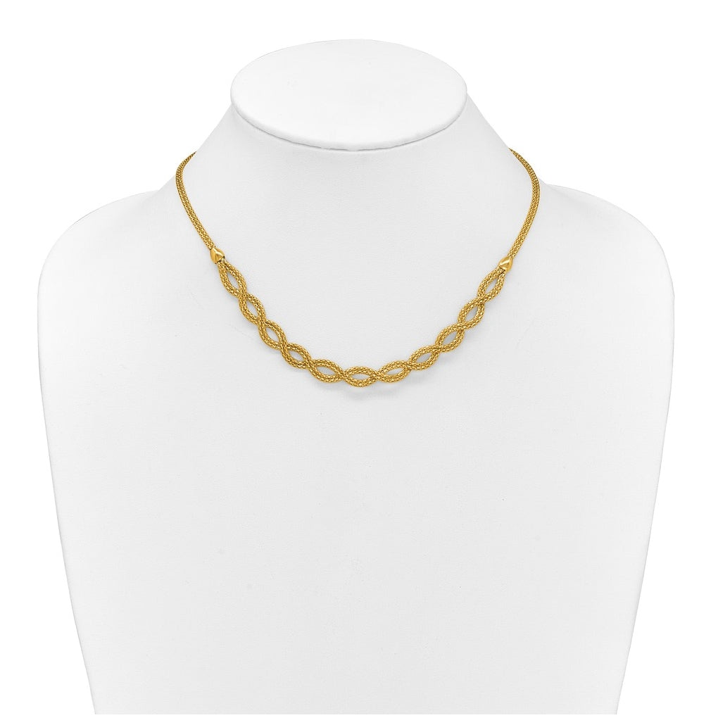 14k Yellow Gold Polished Fancy Woven Necklace