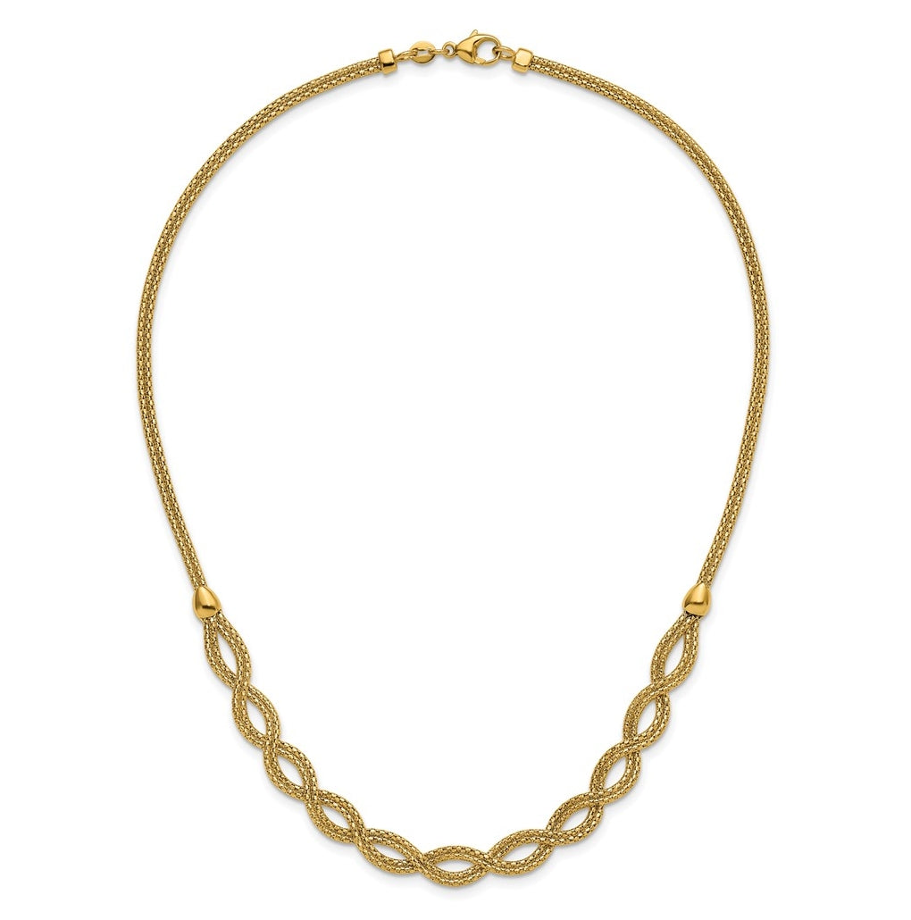14k Yellow Gold Polished Fancy Woven Necklace