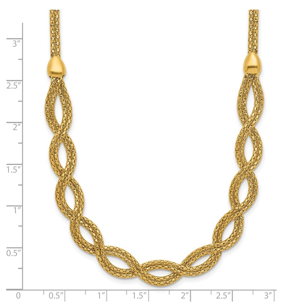 14k Yellow Gold Polished Fancy Woven Necklace