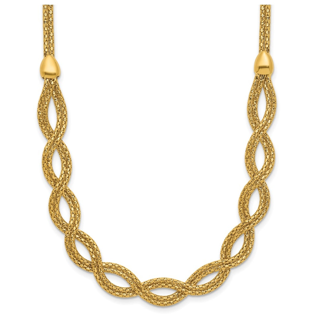 14k Yellow Gold Polished Fancy Woven Necklace