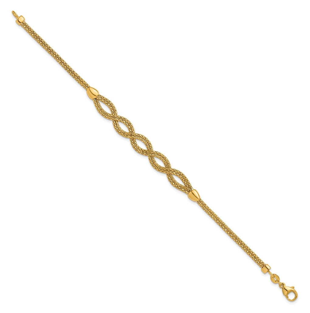 14k Yellow Gold Polished Fancy Woven Bracelet