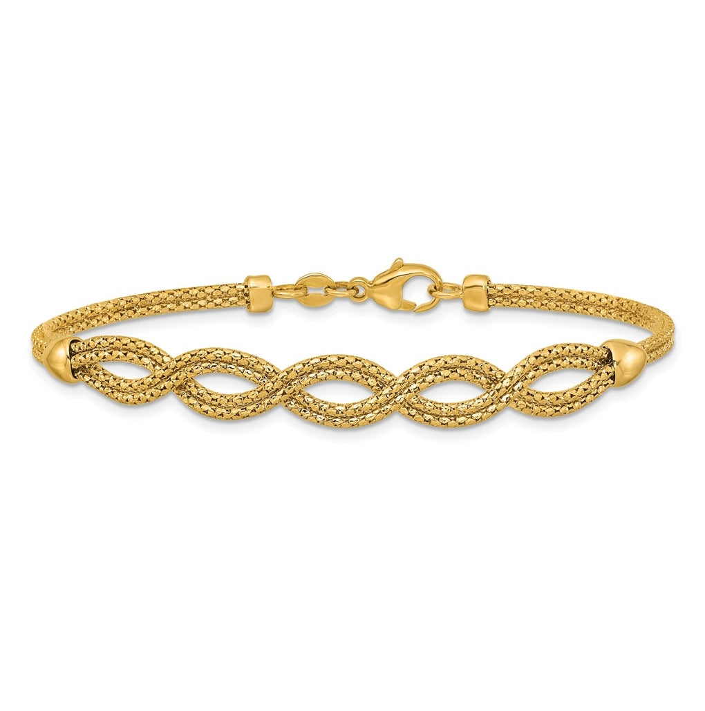 14k Yellow Gold Polished Fancy Woven Bracelet