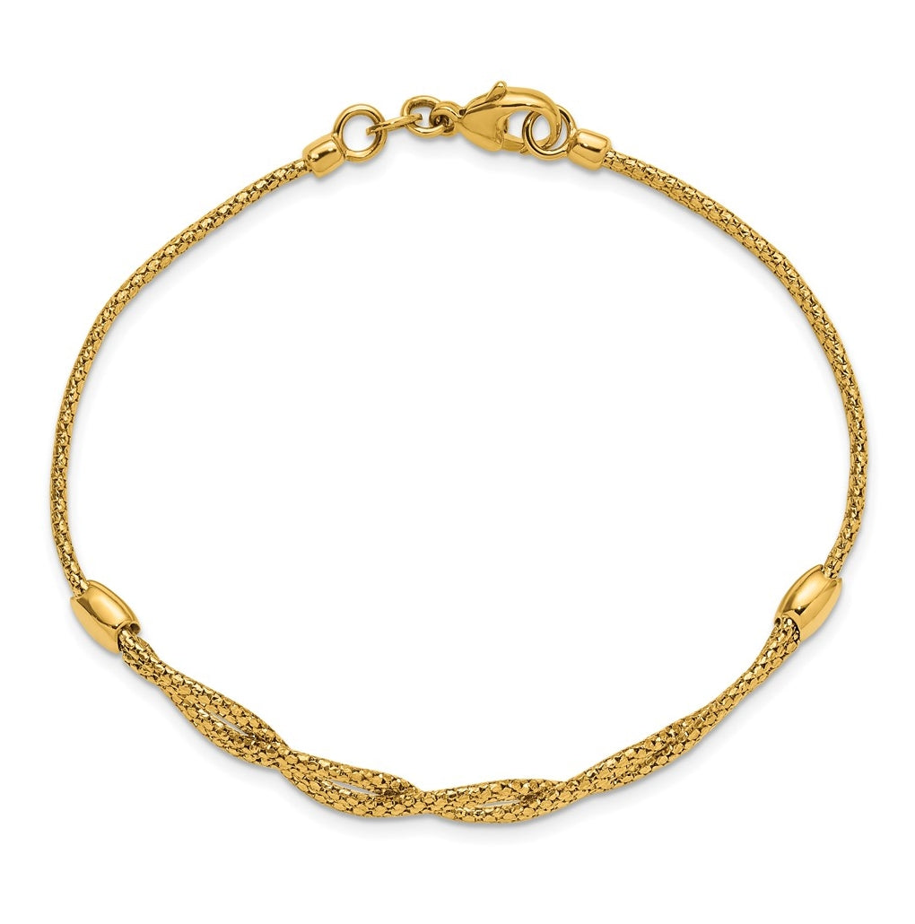 14k Yellow Gold Polished Fancy Woven Bracelet