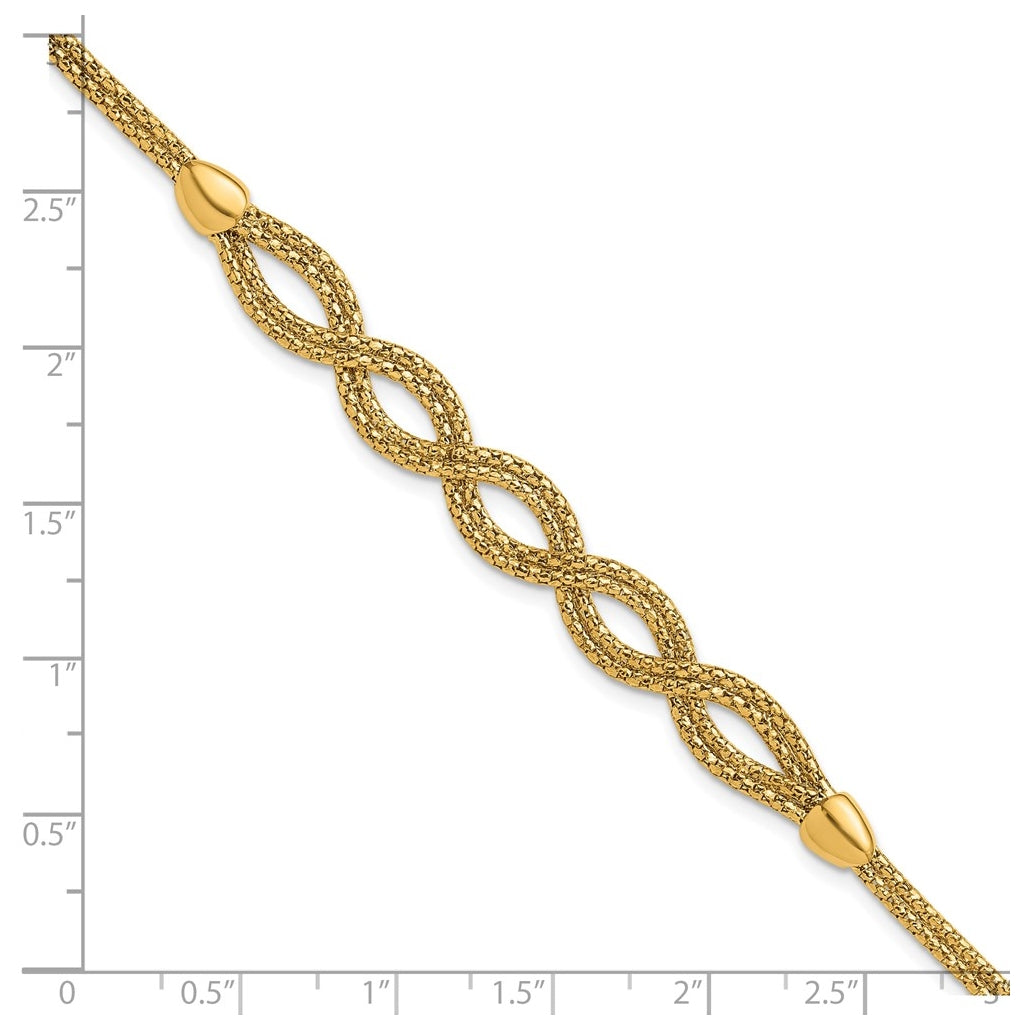 14k Yellow Gold Polished Fancy Woven Bracelet