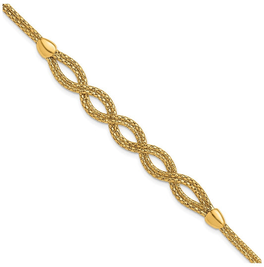 14k Yellow Gold Polished Fancy Woven Bracelet