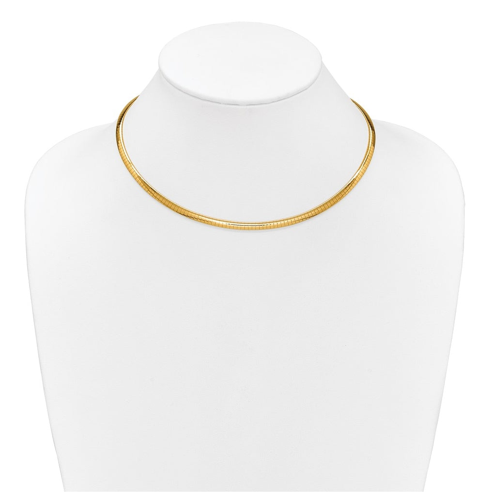 14k Yellow Gold Polished and Satin 4mm 16in Reversible Omega Necklace