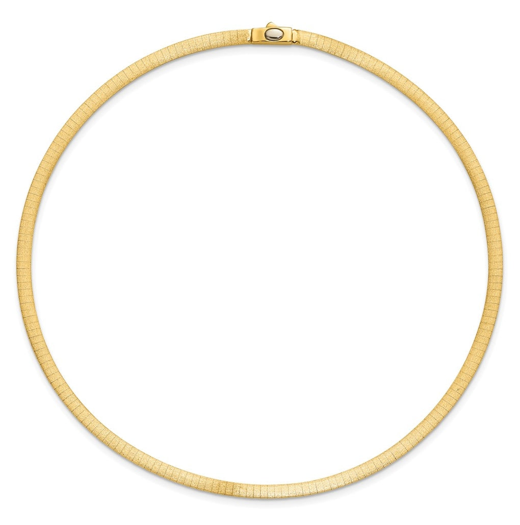 14k Yellow Gold Polished and Satin 4mm 16in Reversible Omega Necklace