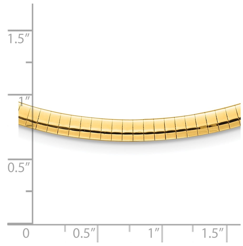 14k Yellow Gold Polished and Satin 4mm 16in Reversible Omega Necklace