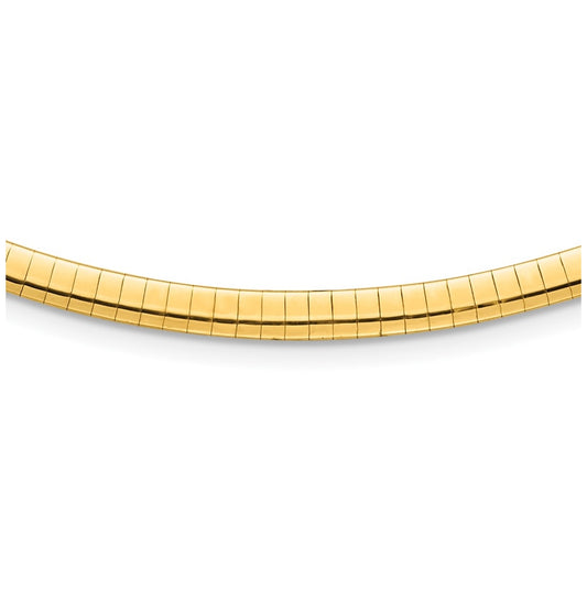 14k Yellow Gold Polished and Satin 4mm 18in Reversible Omega Necklace