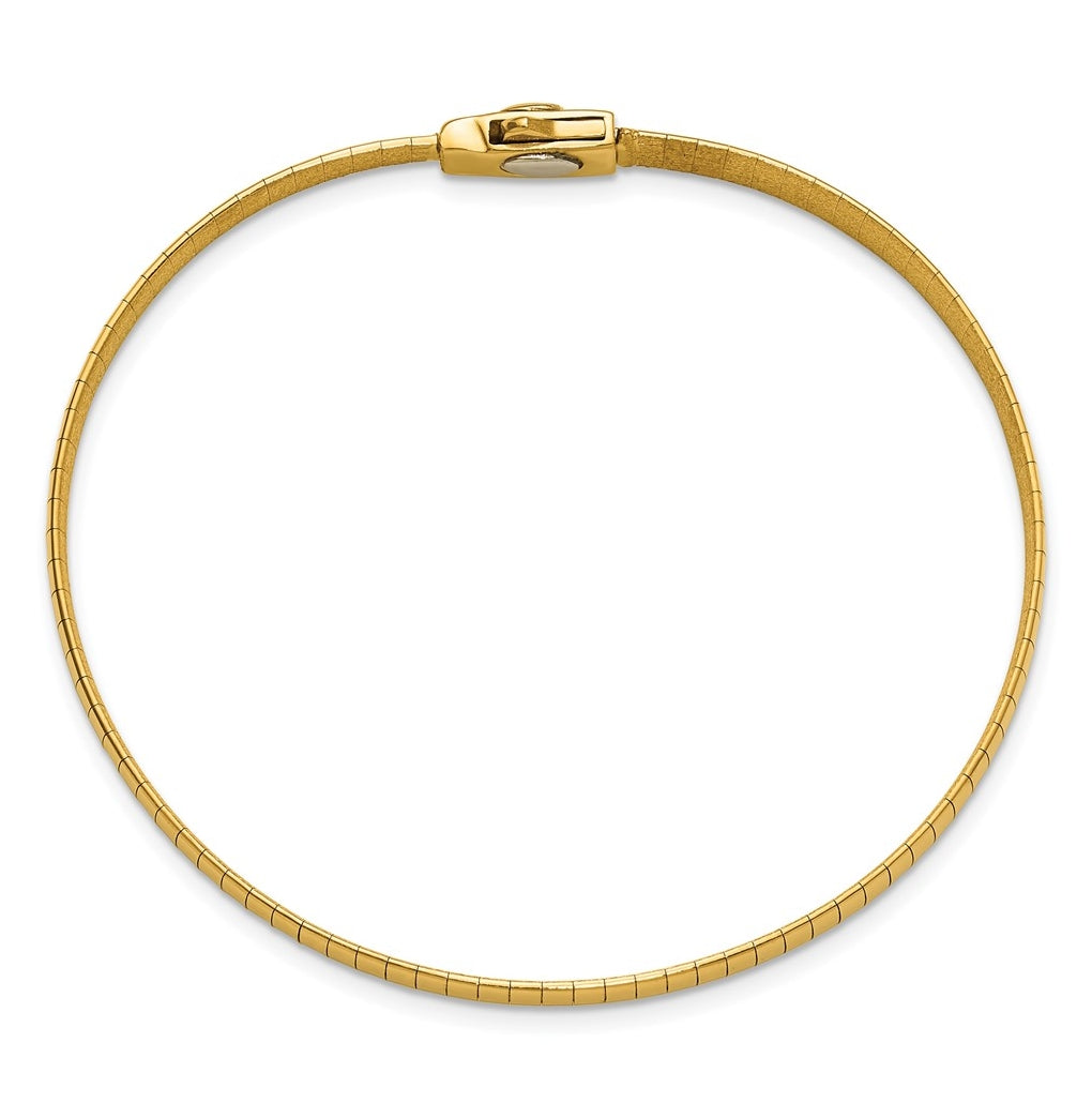 14k Yellow Gold Polished and Satin 4mm 7.5in Reversible Omega Bracelet