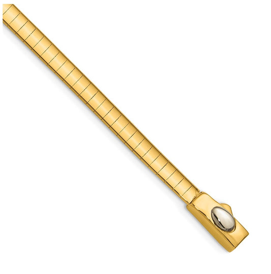 14k Yellow Gold Polished and Satin 4mm 7.5in Reversible Omega Bracelet