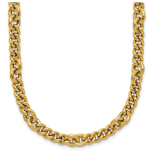 14k Yellow Gold Polished and Textured Fancy Link with .5in ext. Necklace
