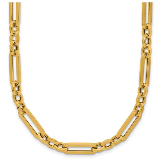 14k Yellow Gold Polished Fancy Paperclip Link Necklace