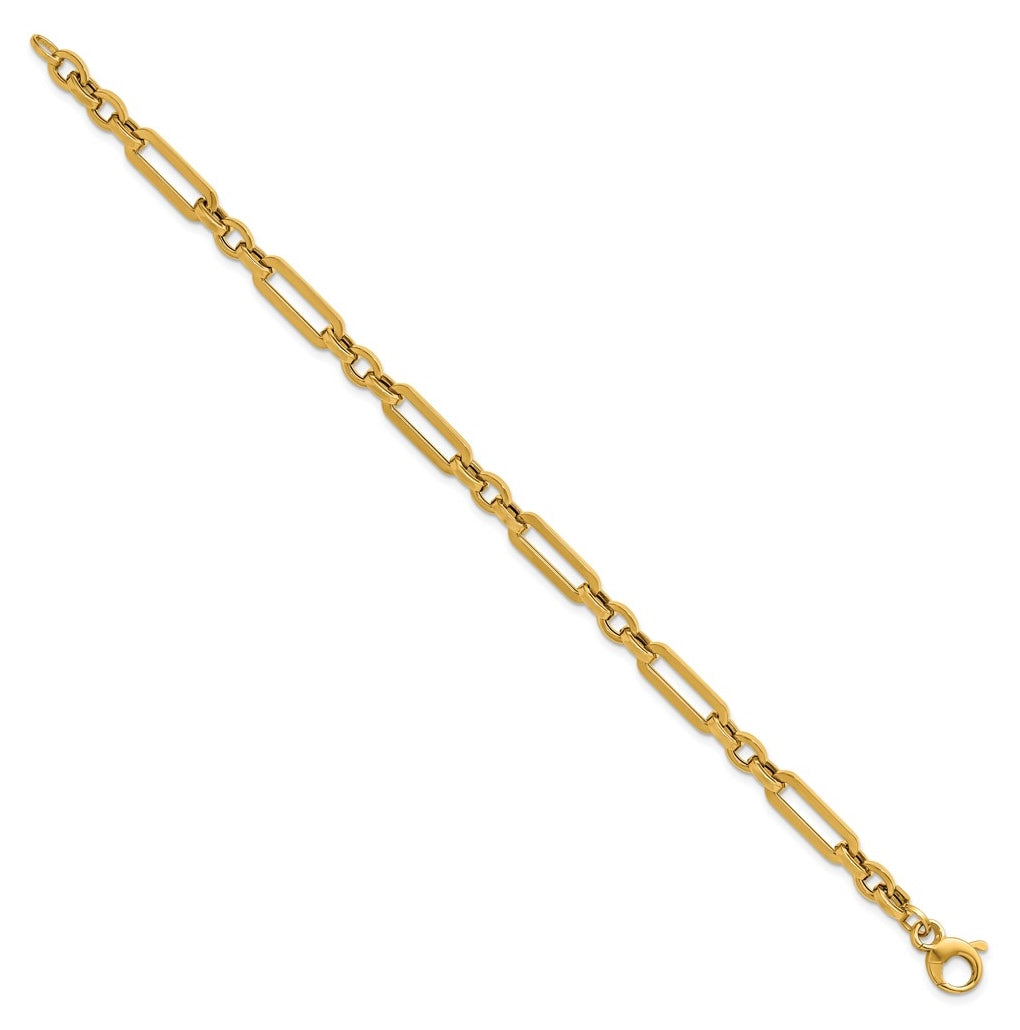 14k Yellow Gold Polished Fancy Paperclip Link Bracelet
