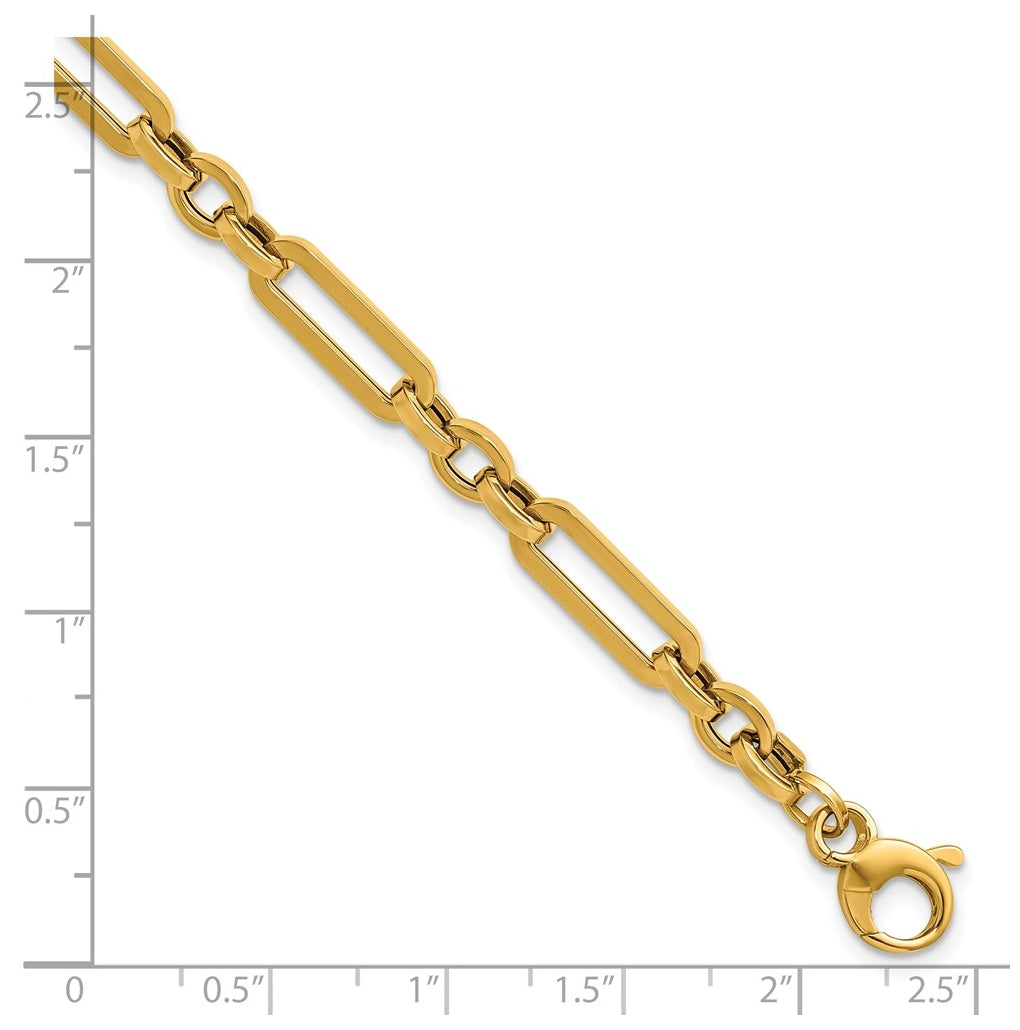 14k Yellow Gold Polished Fancy Paperclip Link Bracelet