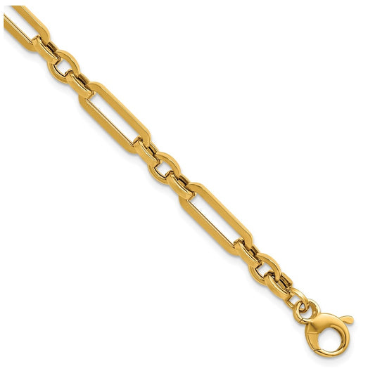 14k Yellow Gold Polished Fancy Paperclip Link Bracelet