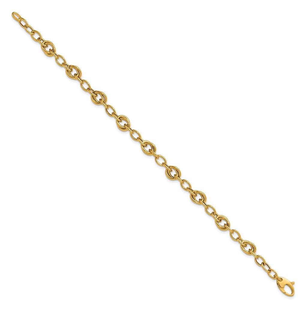 14k Yellow Gold Polished Fancy Link Bracelet