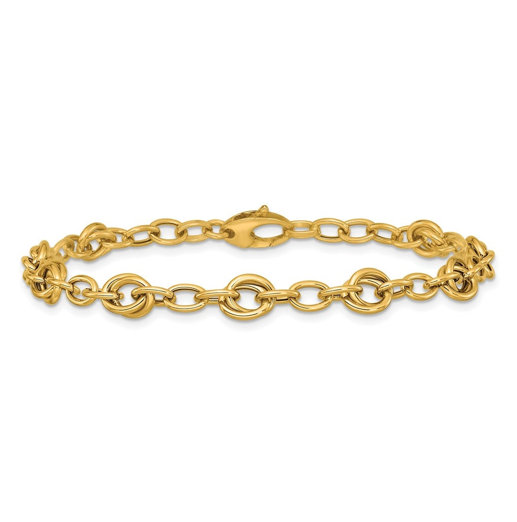 14k Yellow Gold Polished Fancy Link Bracelet