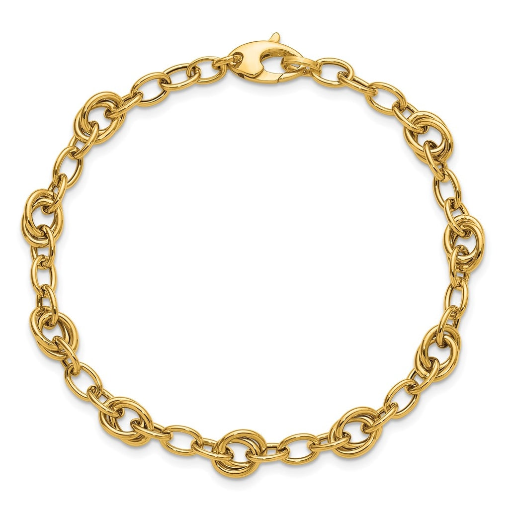 14k Yellow Gold Polished Fancy Link Bracelet