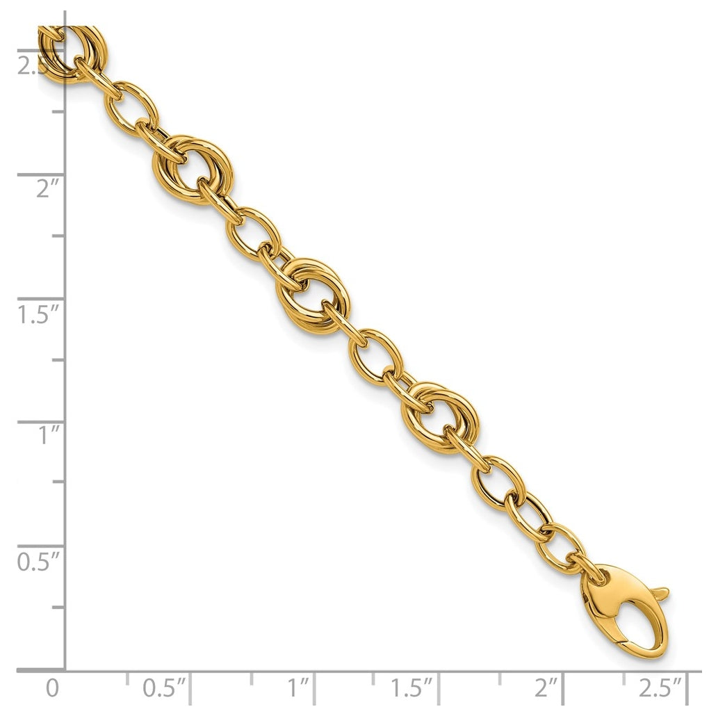 14k Yellow Gold Polished Fancy Link Bracelet