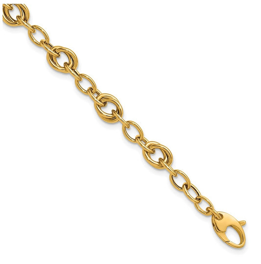 14k Yellow Gold Polished Fancy Link Bracelet