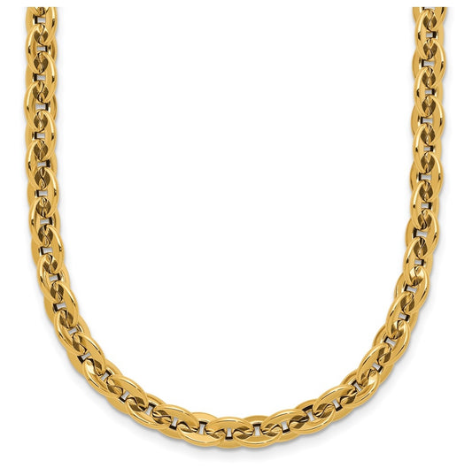 14k Yellow Gold Polished Fancy Round Link Necklace