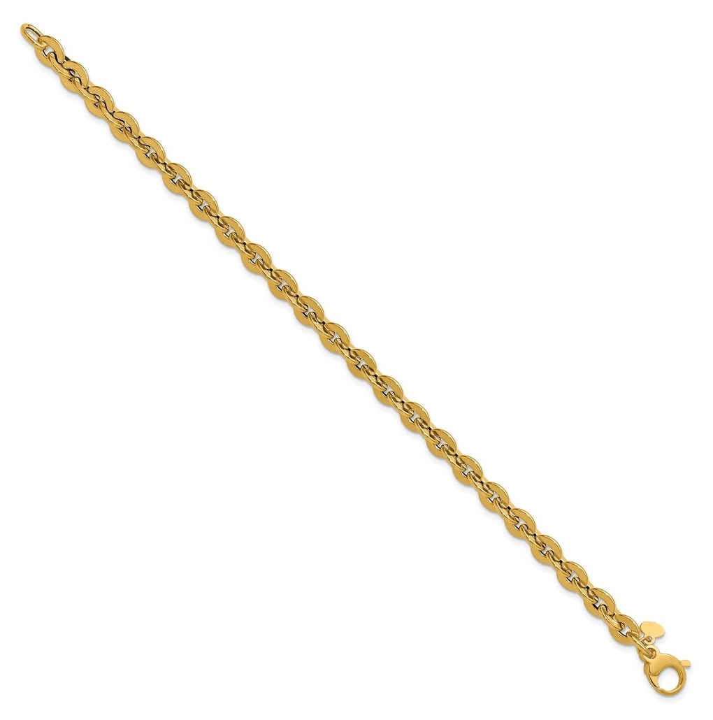 14k Yellow Gold Polished Fancy Round Link Bracelet