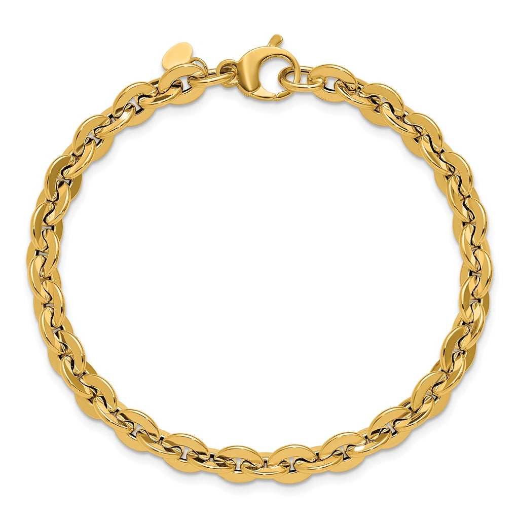 14k Yellow Gold Polished Fancy Round Link Bracelet