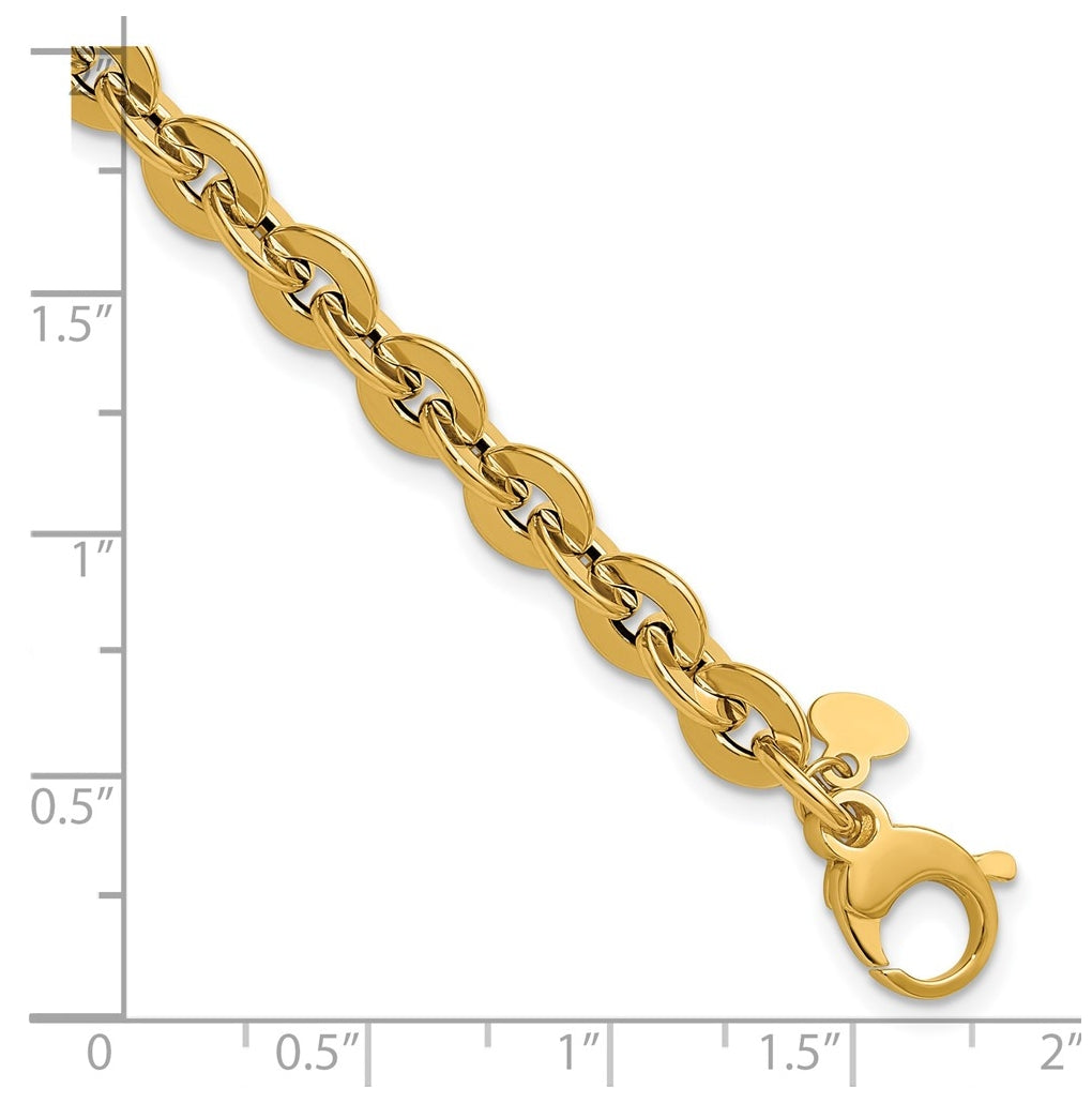 14k Yellow Gold Polished Fancy Round Link Bracelet
