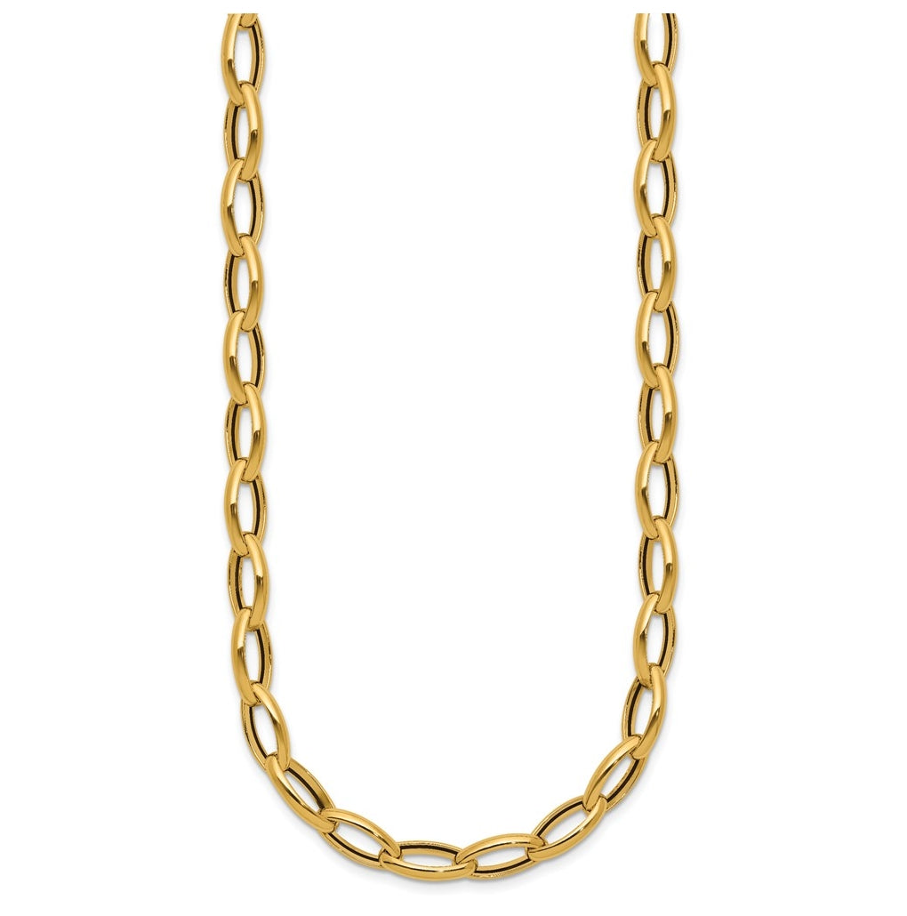 14k Yellow Gold Polished Fancy Oval Link Necklace