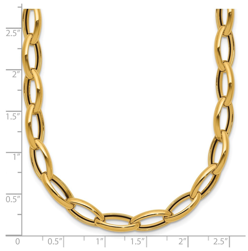 14k Yellow Gold Polished Fancy Oval Link Necklace