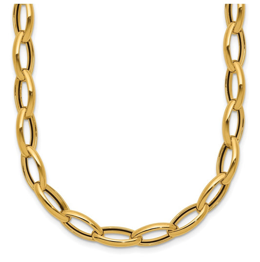 14k Yellow Gold Polished Fancy Oval Link Necklace