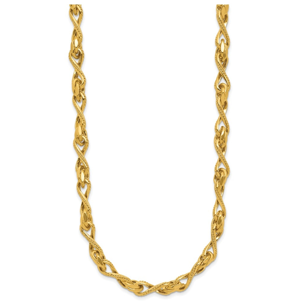 Leslie's14k Yellow Gold Polished and Textured Twisted Link Necklace