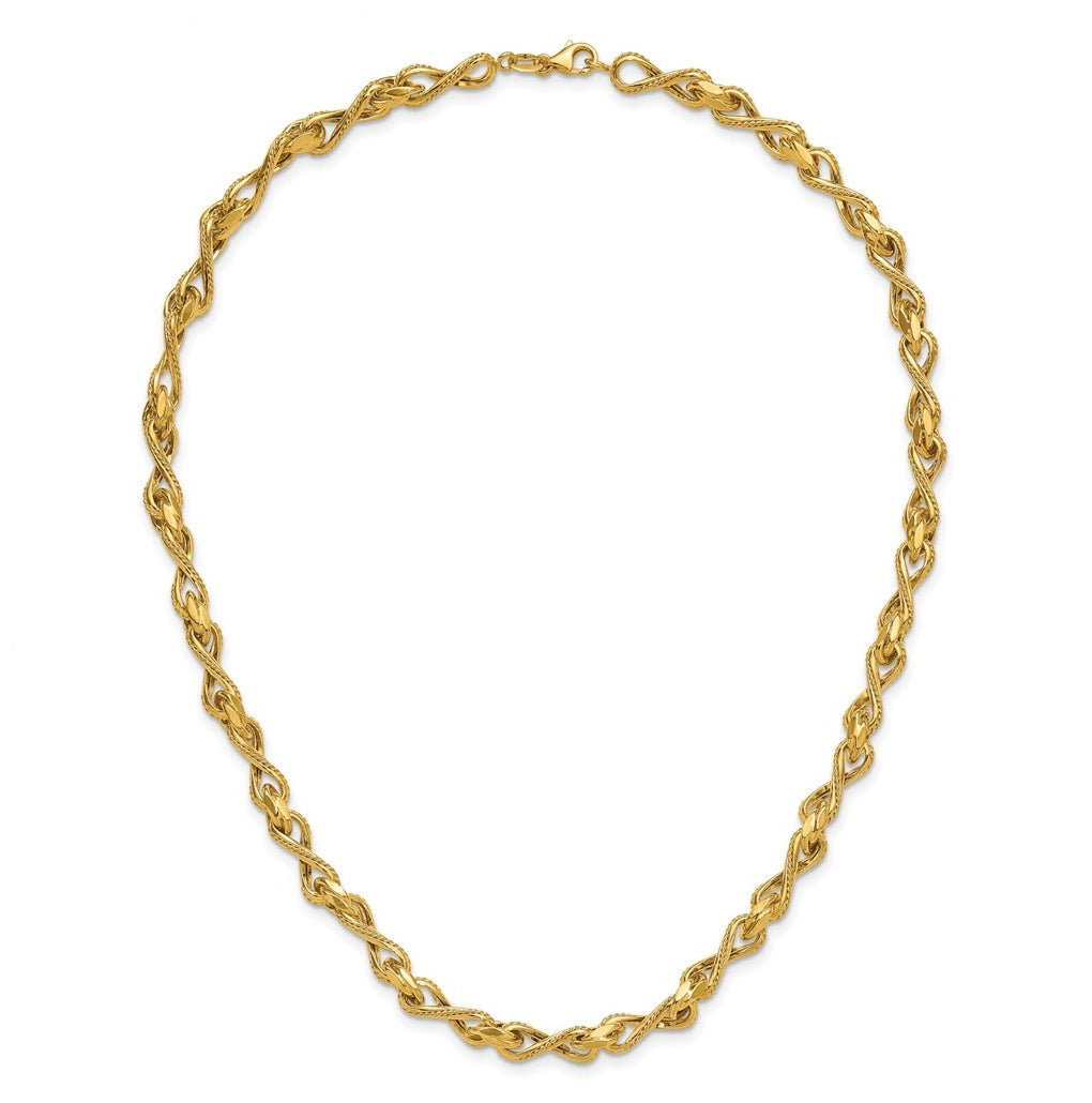 Leslie's14k Yellow Gold Polished and Textured Twisted Link Necklace