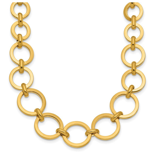 14k Yellow Gold Polished Graduated Circle Link Necklace