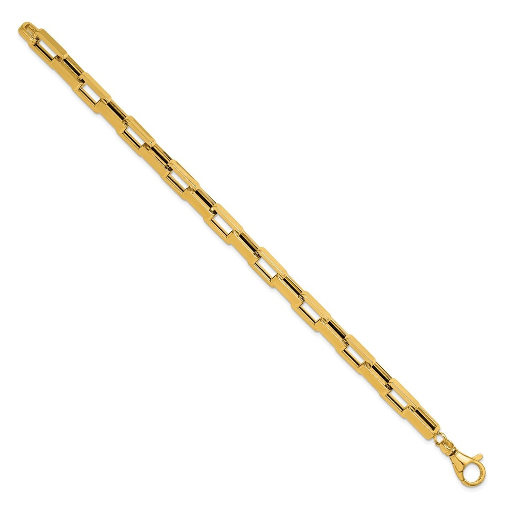 14k Yellow Gold Polished Fancy Rectangular Link Bracelet