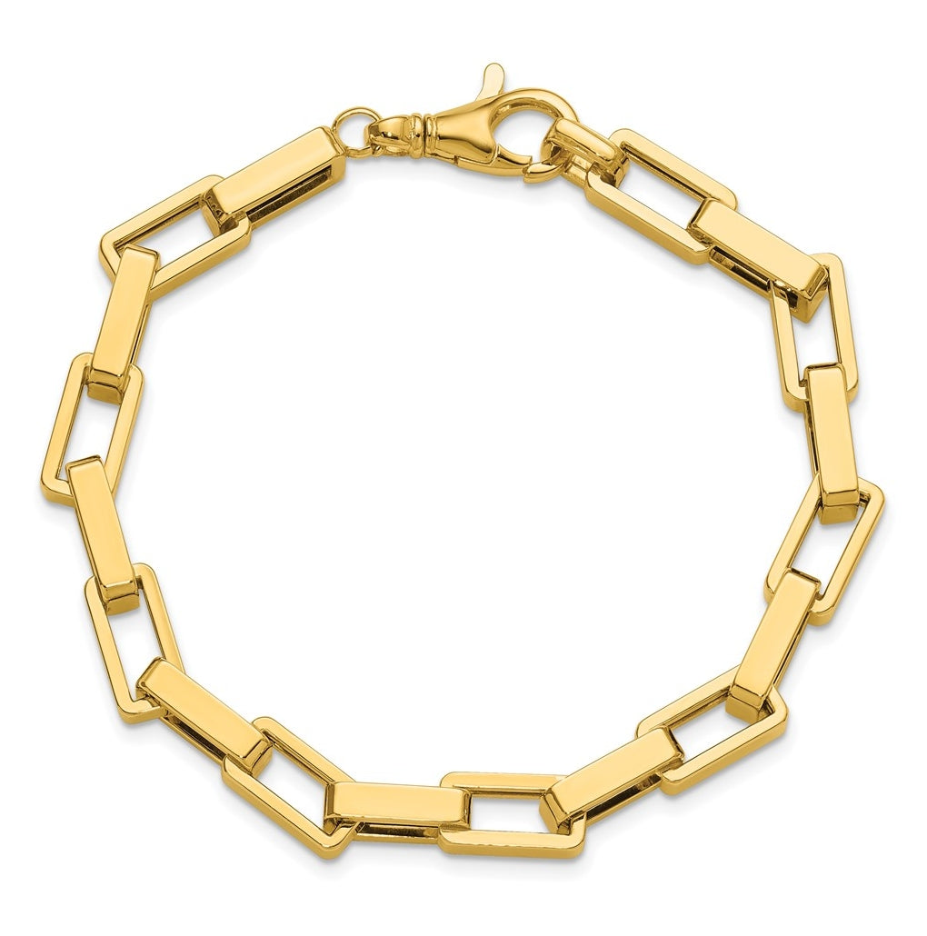 14k Yellow Gold Polished Fancy Rectangular Link Bracelet