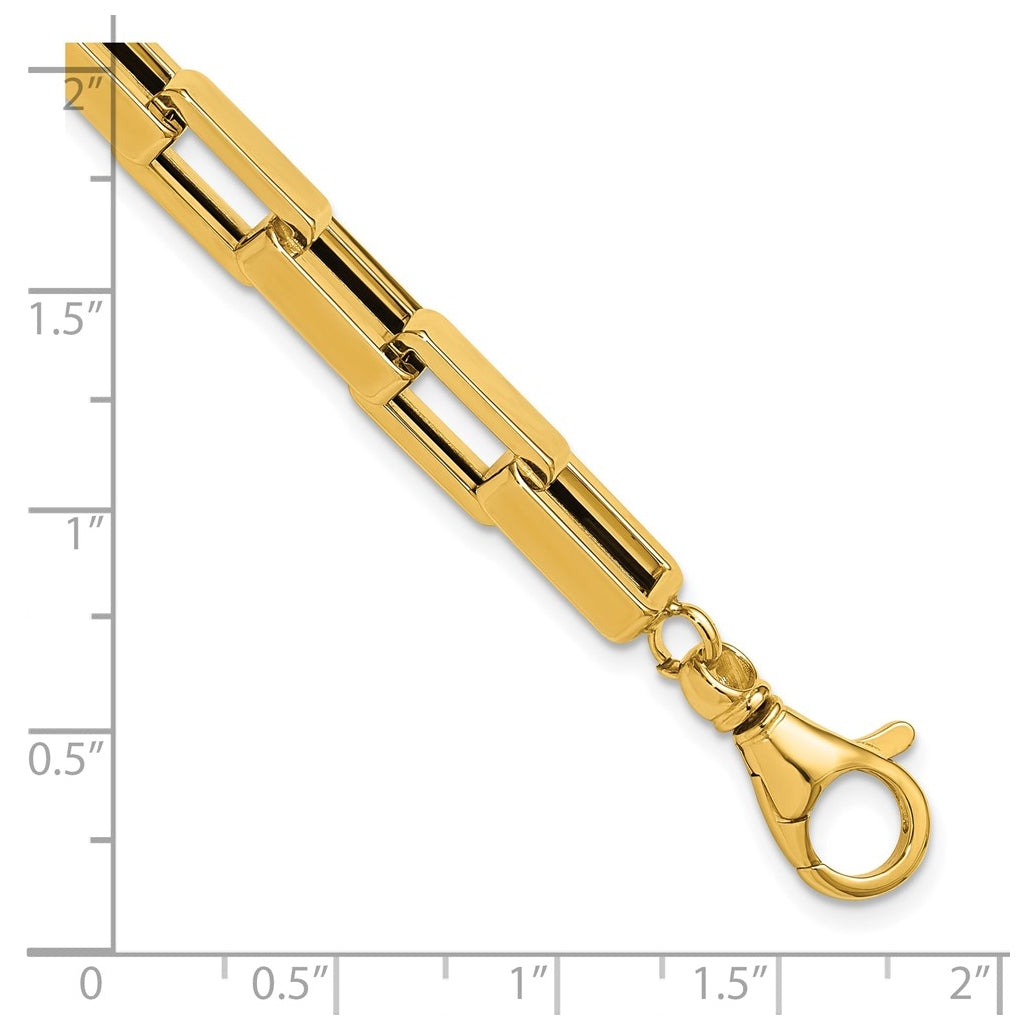 14k Yellow Gold Polished Fancy Rectangular Link Bracelet